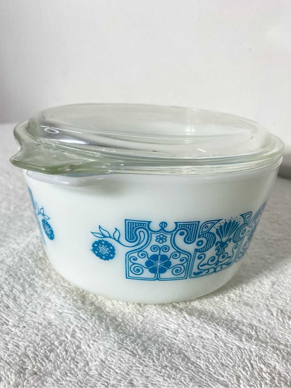 Vintage PYREX Horizon Blue Casserole Dish W Lid 1 Quart #473 Retro Cookware - Picture 9 of 16